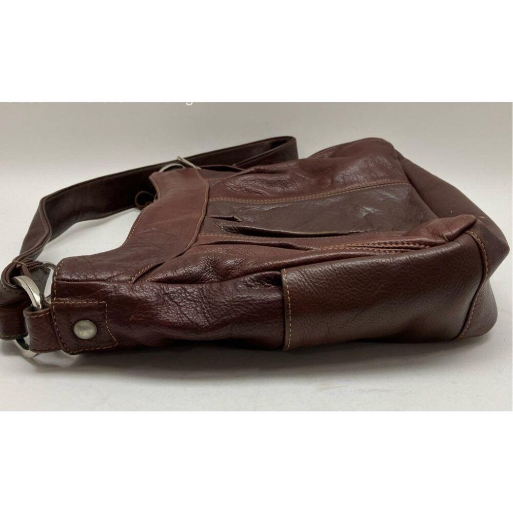 CORONADO EUC DARK RED LEATHER PLEATED HOBO BAG - Picture 7 of 7